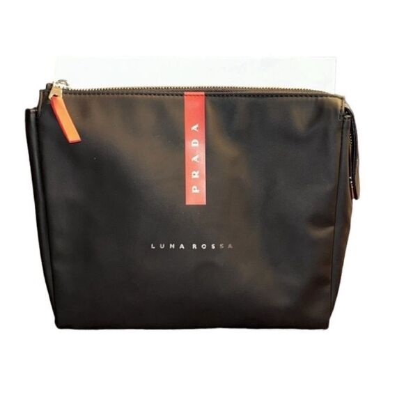 Prada Luna Rossa Unisex Black/Red Pouch - Picture 1 of 14